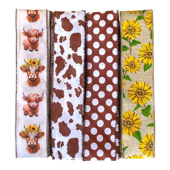 Cow & Sunflower Welcome Gnome Ribbon Bundle | Fall Wreath Kit | Country Decor - Picture 2 of 8